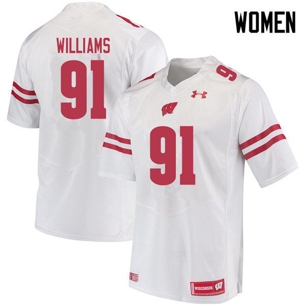 Wisconsin Badgers Women's #91 Bryson Williams NCAA Under Armour Authentic White College Stitched Football Jersey TV40N74IO